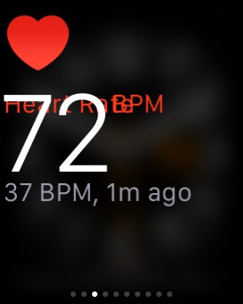 Glances Heart Rate (Broken UI) on Apple Watch (1st generation) 38mm running watchOS 1.0.1