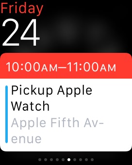 Glances Calendar on Apple Watch (1st generation) 38mm running watchOS 1.0.1