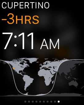 Glances World Clock on Apple Watch (1st generation) 38mm running watchOS 1.0.1