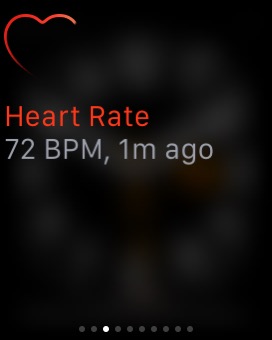 Glances Heart Rate Measuring on Apple Watch (1st generation) 38mm running watchOS 1.0.1