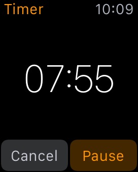 Timer In Progress on Apple Watch (1st generation) 38mm running watchOS 1.0.1