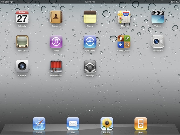 Home Screen Landscape on iPad 2 running iOS 4.3.2