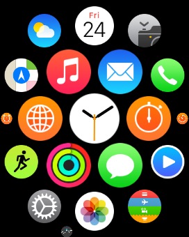 Home Screen on Apple Watch (1st generation) 38mm running watchOS 1.0.1