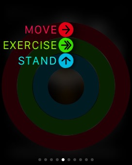 Glances Activity on Apple Watch (1st generation) 38mm running watchOS 1.0.1