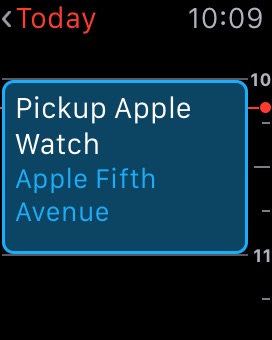 Calendar Day View on Apple Watch (1st generation) 38mm running watchOS 1.0.1