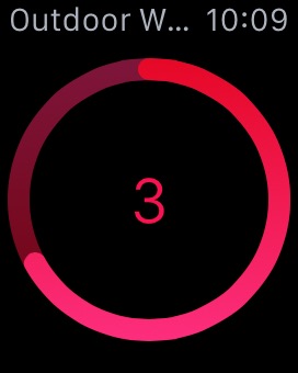 Workout Countdown on Apple Watch (1st generation) 38mm running watchOS 1.0.1