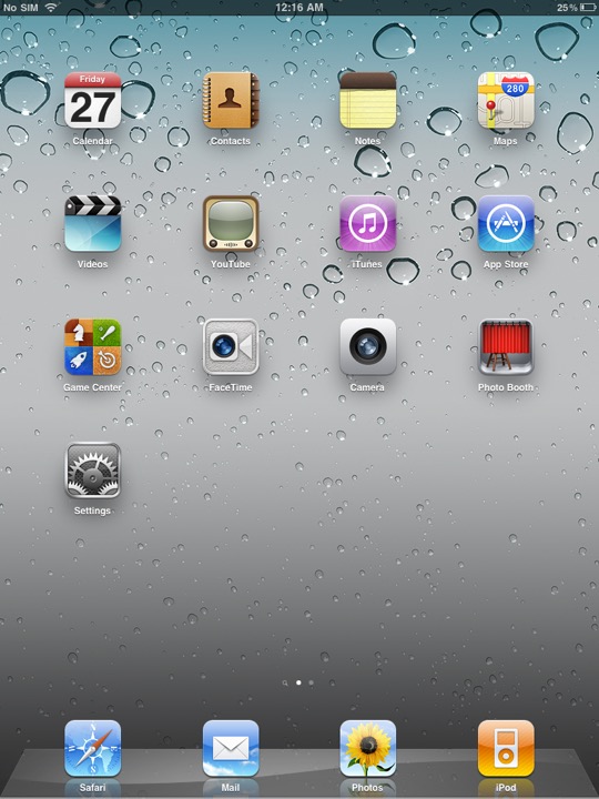 Home Screen Portrait on iPad 2 running iOS 4.3.2