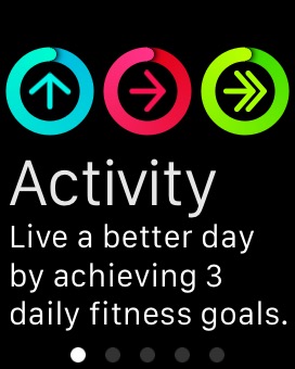 Activity Welcome on Apple Watch (1st generation) 38mm running watchOS 1.0.1