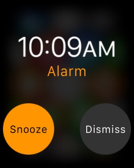 Alarm on Apple Watch (1st generation) 38mm running watchOS 1.0.1