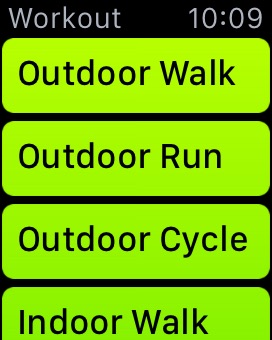 Workout Home on Apple Watch (1st generation) 38mm running watchOS 1.0.1